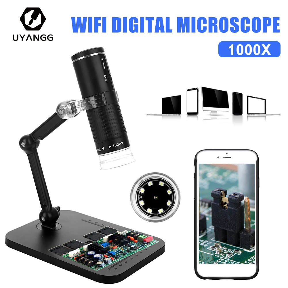 WiFi Digital Microscope 1000X 8 LED Wireless HD Inspection Camera Electronic Microscope Inspection Tools for iPhone Android PC
WiFi Digital Microscope 1000X 8 LED Wireless HD Inspection Camera Electronic Microscope Inspection Tools for iPhone Android PC