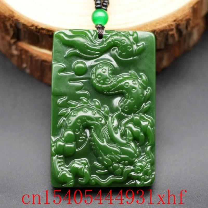 Natural Hetian Green Jade Dragon Pendant Necklace Beads Fashion Fine Jewelry Jadeite Designer Luxury Charm Amulet Gifts for Men
Natural Hetian Green Jade Dragon Pendant Necklace Beads Fashion Fine Jewelry Jadeite Designer Luxury Charm Amulet Gifts for Men