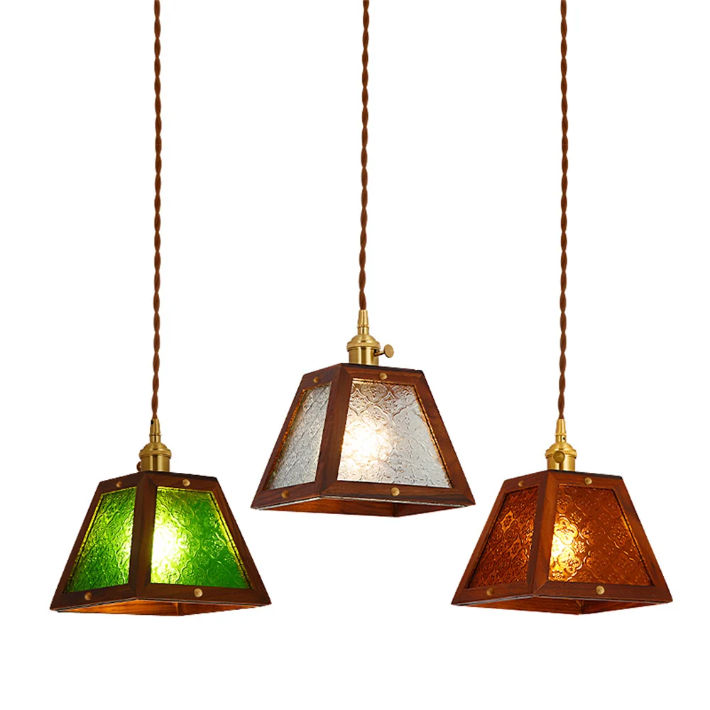 American Vintage Pendant Light Colored Patterned Glass Wood Antique Loft Fixture Dining Room Hanging Lamp Home Decor Lighting
American Vintage Pendant Light Colored Patterned Glass Wood Antique Loft Fixture Dining Room Hanging Lamp Home Decor Lighting