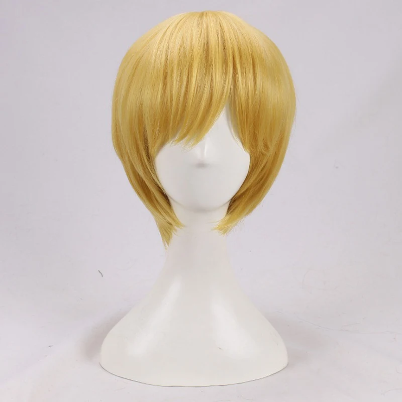 

Anime Hunter x Hunter Wigs Kurapika Cosplay Short Golden Blonde Heat Resistant Hair Synthetic + Wig Cap