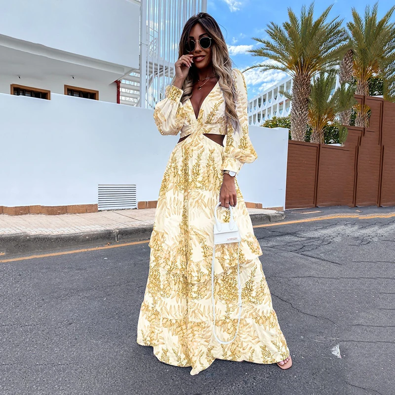 Ellafads Vintage Printed Dresses Summer Beach Long Dress Sexy Hollow Out Boho Deep V Neck Dress Women 2021 Plus Size Party Dress
Ellafads Vintage Printed Dresses Summer Beach Long Dress Sexy Hollow Out Boho Deep V Neck Dress Women 2021 Plus Size Party Dress