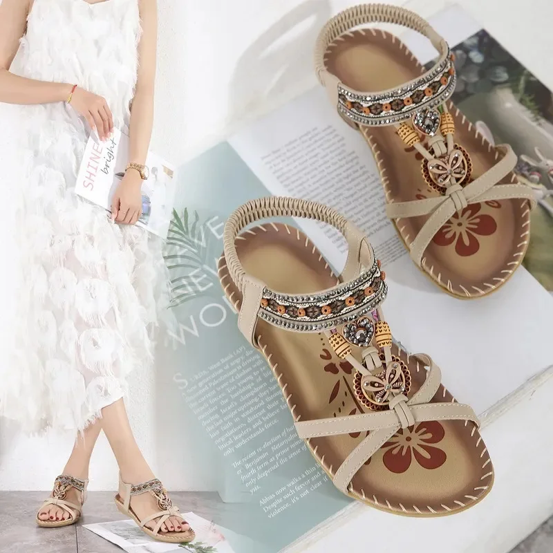 Women Fashion Flat Flower Rhinestone Sandals Open Toe Outdoor Wear Beach Sandals Luxury Sandals Women Designers Shoes Big Size
Women Fashion Flat Flower Rhinestone Sandals Open Toe Outdoor Wear Beach Sandals Luxury Sandals Women Designers Shoes Big Size