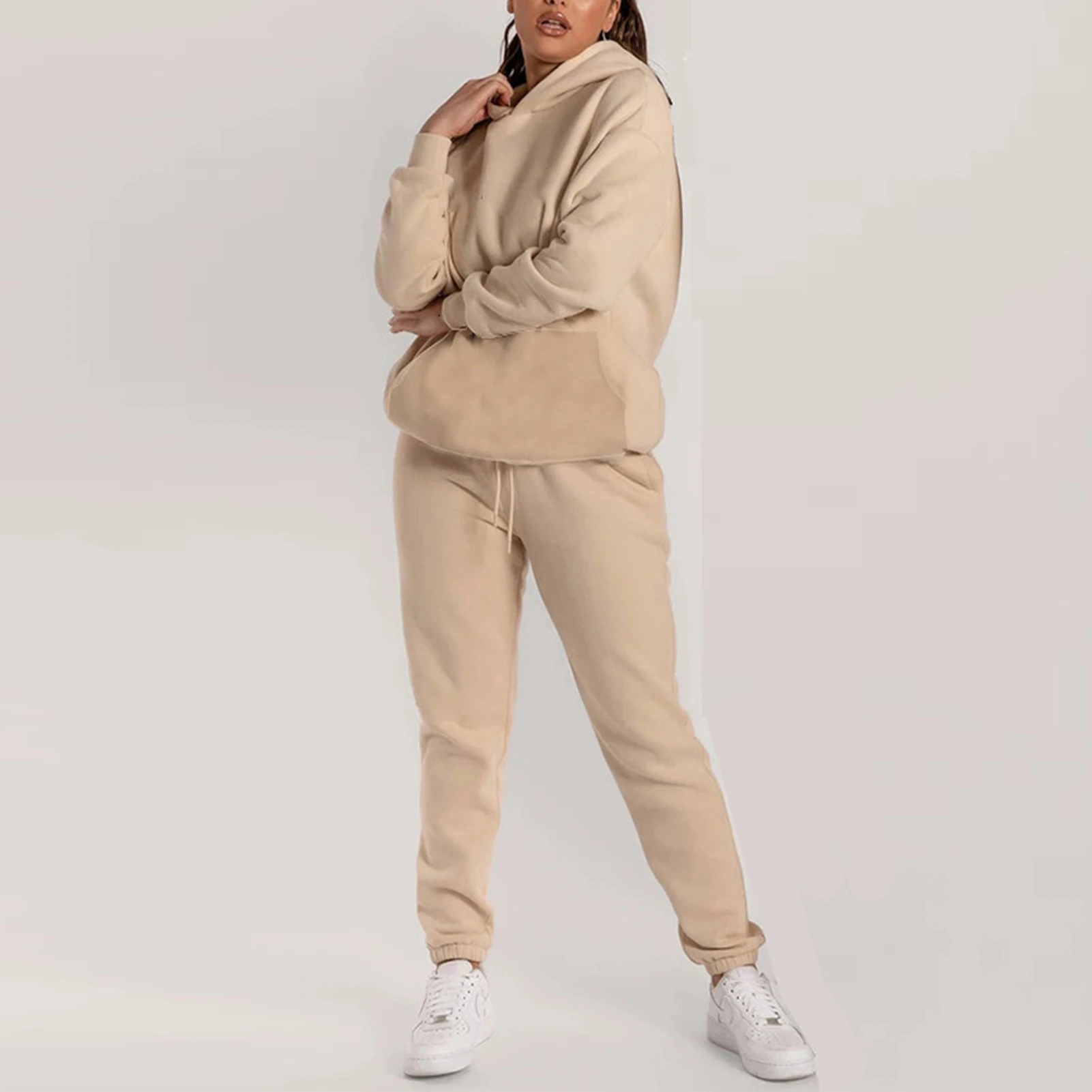 Женская Повседневная Толстовка, спортивная одежда с карманами, женский спортивный костюм с длинным рукавом, Осень-зима 
Женская Повседневная Толстовка, спортивная одежда с карманами, женский спортивный костюм с длинным рукавом, Осень-зима
