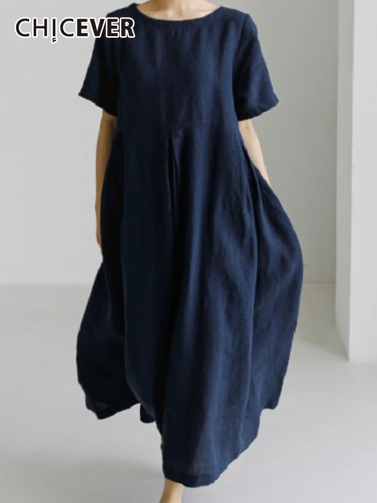 CHICEVER Minimalist Loose Dress For Women Round Neck Long Sleeve High Waist Patchwork Pockets Casual Solid Spring Dresses Female
CHICEVER Minimalist Loose Dress For Women Round Neck Long Sleeve High Waist Patchwork Pockets Casual Solid Spring Dresses Female
