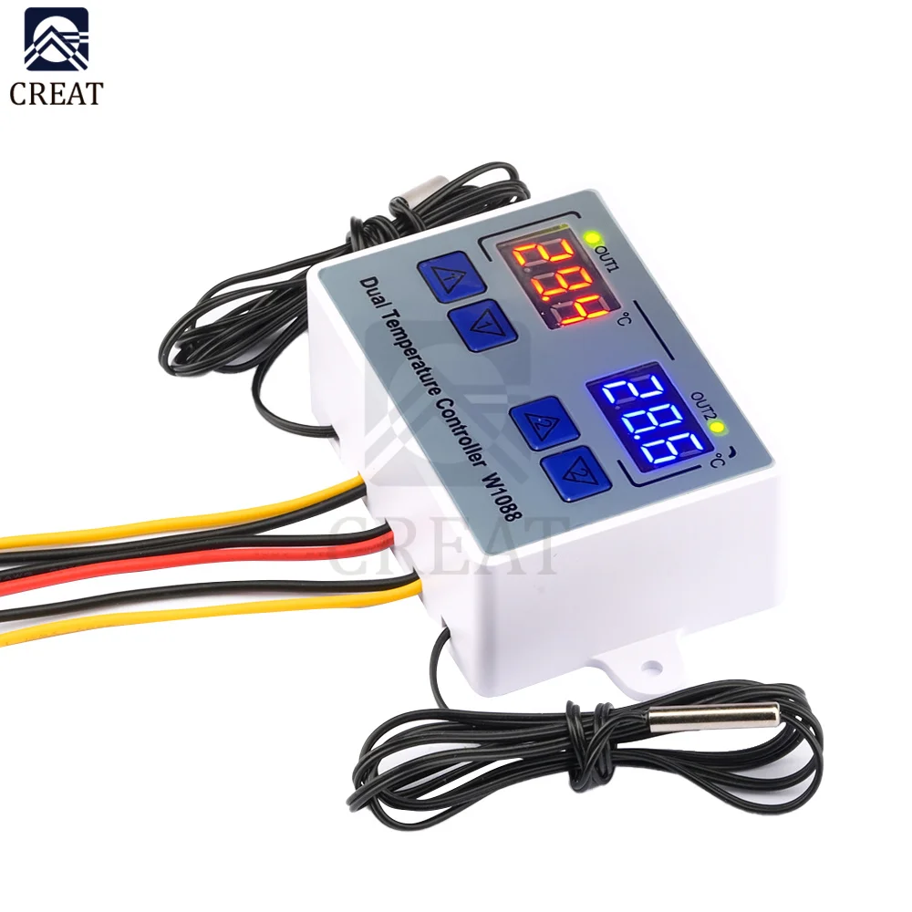 W1088 Dual LED Digital Temperature Sensor Meter Controller 12V 24V AC110-220V Thermostat Aquarium Incubator Thermoregulator
W1088 Dual LED Digital Temperature Sensor Meter Controller 12V 24V AC110-220V Thermostat Aquarium Incubator Thermoregulator