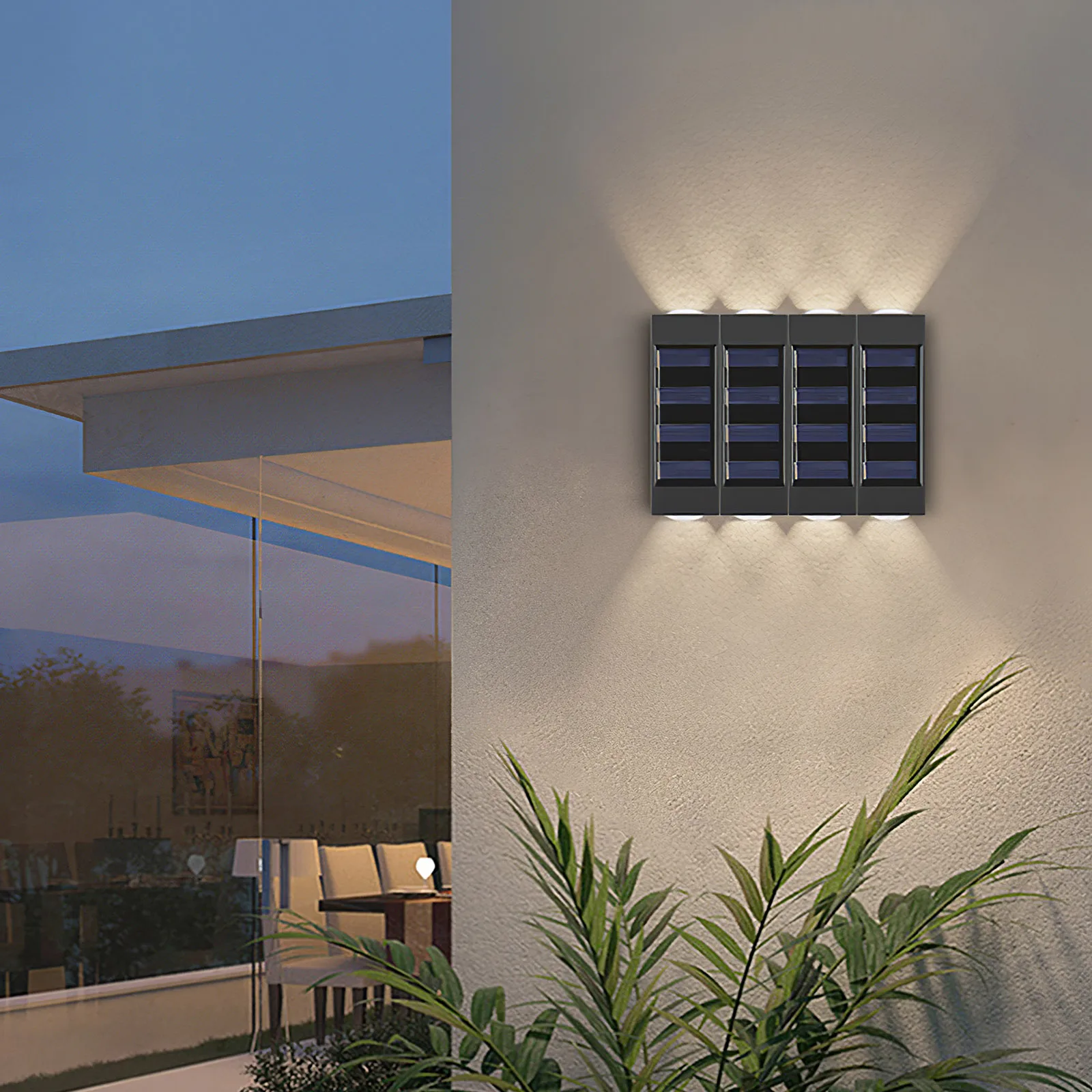 4pcs Solar Wall Light WaterproofIP65 Up Down Warm Lights Buckle Splicing Wall Washing Landscape Lamp with 2*LED Beads+Battery
4pcs Solar Wall Light WaterproofIP65 Up Down Warm Lights Buckle Splicing Wall Washing Landscape Lamp with 2*LED Beads+Battery