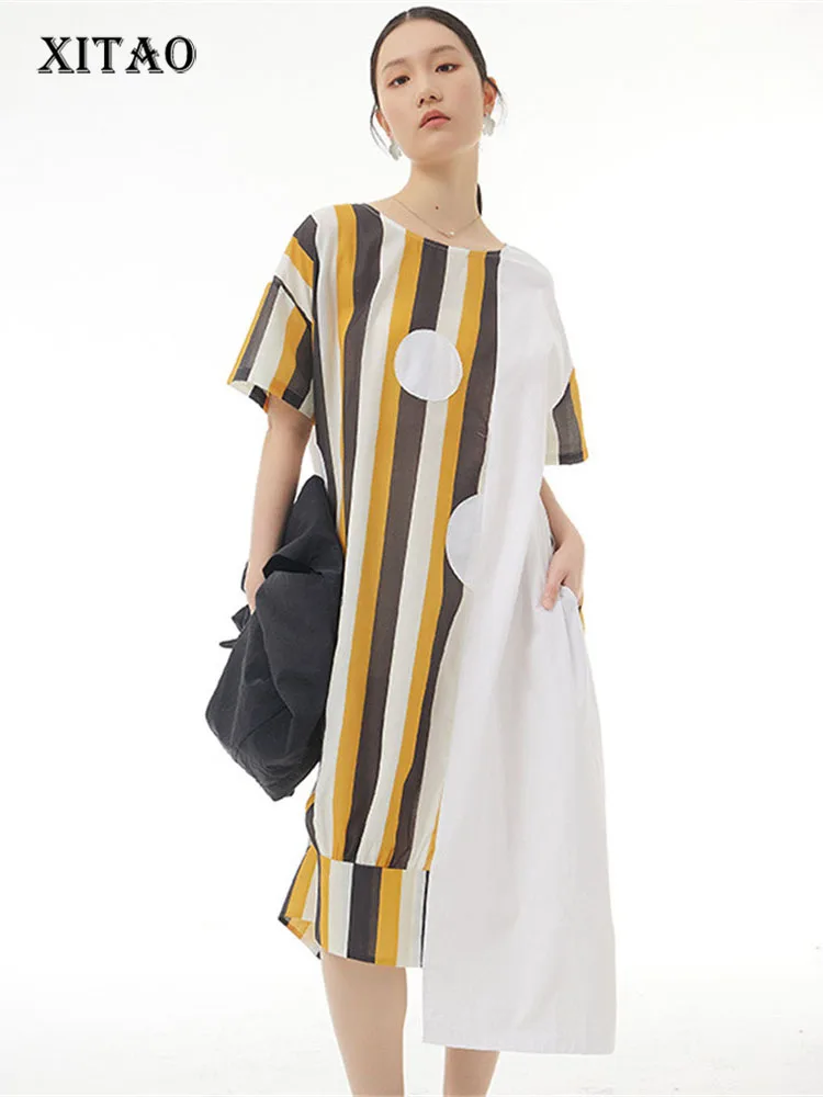 XITAO Striped Dress Plus Size Goddess Fan Minority Pullover Hit Color Small Fresh Casual Style Loose 2022 Summer Dress WMD5411
XITAO Striped Dress Plus Size Goddess Fan Minority Pullover Hit Color Small Fresh Casual Style Loose 2022 Summer Dress WMD5411