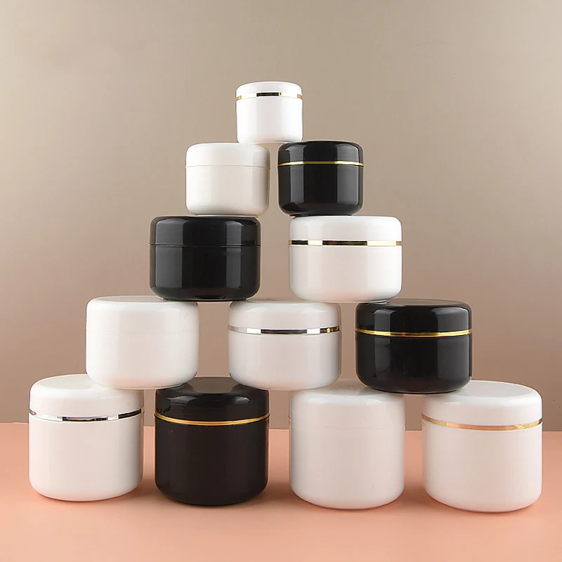 10g-150g Travel Face Cream Lotion Cosmetic Container Refillable Bottles White Plastic Empty Makeup Jar Pot Silver Gold Edge 
10g-150g Travel Face Cream Lotion Cosmetic Container Refillable Bottles White Plastic Empty Makeup Jar Pot Silver Gold Edge