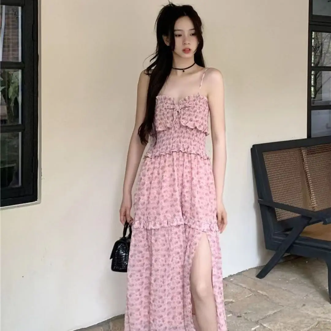 Mori Sweet New Halter Floral Dress Summer Small Super Fairy Age Reduction Waist Long A-Line Skirt
Mori Sweet New Halter Floral Dress Summer Small Super Fairy Age Reduction Waist Long A-Line Skirt