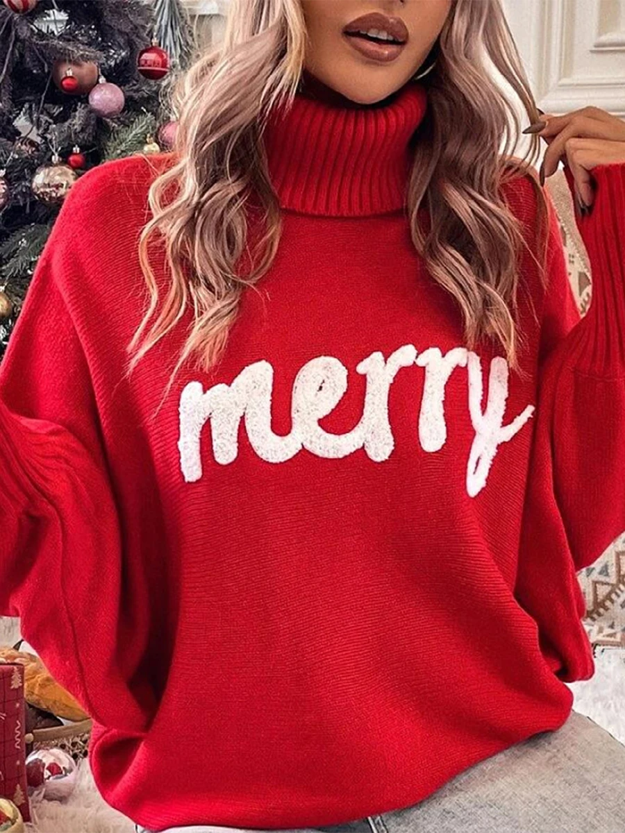 Women Ugly Christmas Turtleneck Sweater Long Batwing Sleeve Merry Pullover Fall Oversized Ribbed Tunic Sweater
Women Ugly Christmas Turtleneck Sweater Long Batwing Sleeve Merry Pullover Fall Oversized Ribbed Tunic Sweater