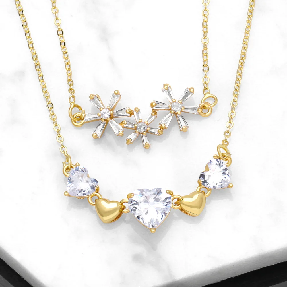 2022 Trend White Crystal Flower Heart Pendant Necklace for Women Girl Clavicle Chain Gold Color Necklace Simple Jewelry Gift
2022 Trend White Crystal Flower Heart Pendant Necklace for Women Girl Clavicle Chain Gold Color Necklace Simple Jewelry Gift