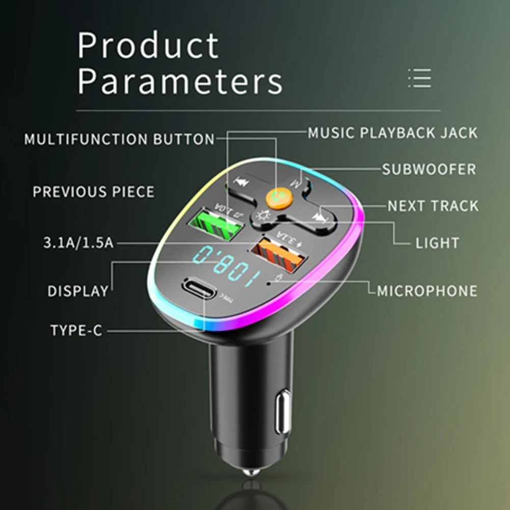 Fine Lines Car Bluetooth MP3 Player Bluetooth Car Bluetooth Color Lights Dual USB Ports EQ Function FM Transmitter
Fine Lines Car Bluetooth MP3 Player Bluetooth Car Bluetooth Color Lights Dual USB Ports EQ Function FM Transmitter