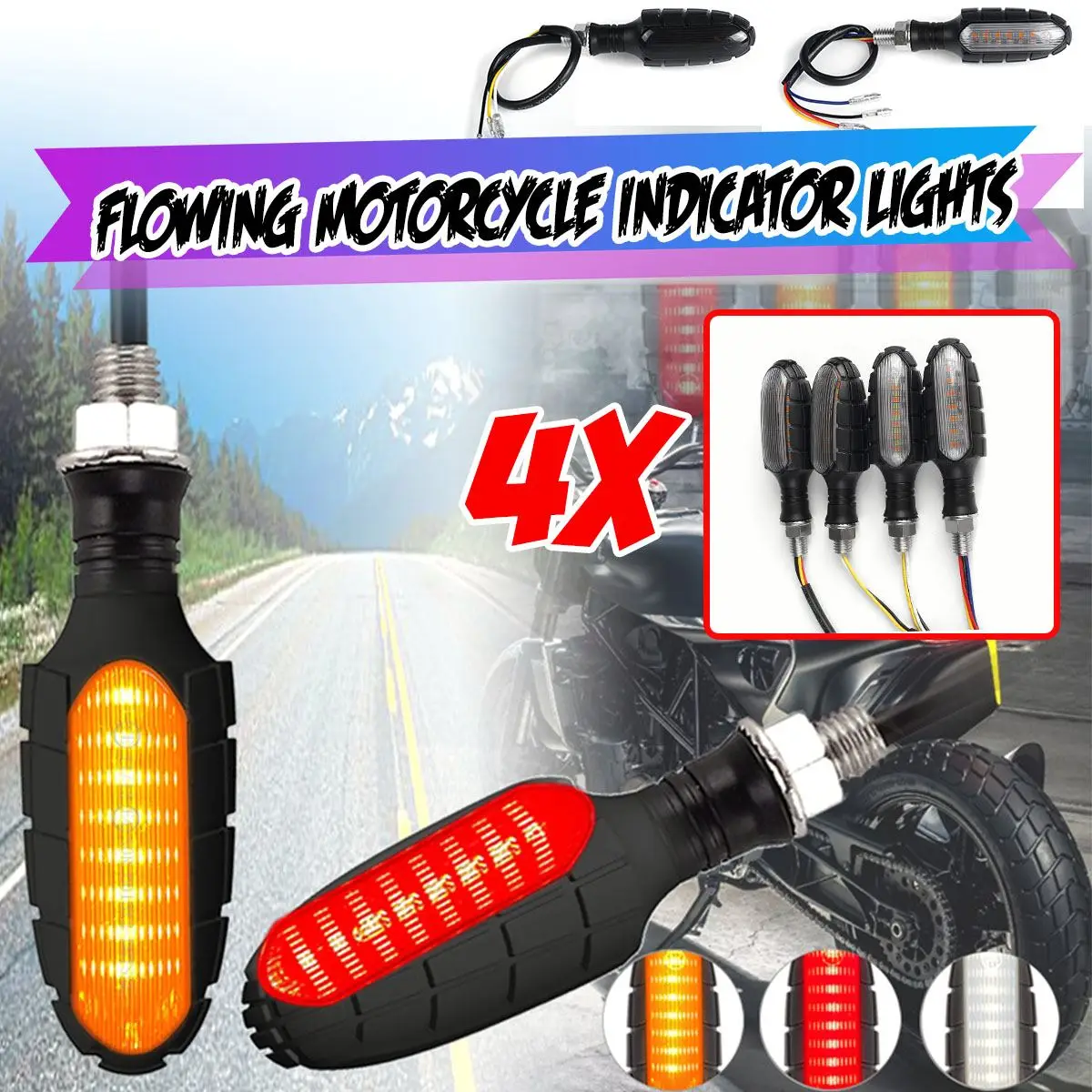 4x 16LED Dynamic Motorcycle Indcator Lights Scan Starting Turn Signal Lamp Off-road Brake Stop Tail DRL Daytime Running Light
4x 16LED Dynamic Motorcycle Indcator Lights Scan Starting Turn Signal Lamp Off-road Brake Stop Tail DRL Daytime Running Light