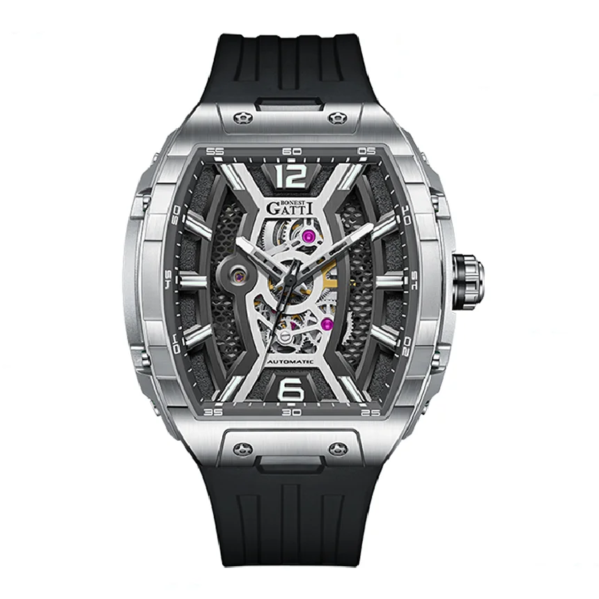 BONEST GATTI Men Automatic Watch Luxury Mechanical Wristwatch Skeleton Waterproof Sapphire Tonneau Luminous Fluororubber Strap
BONEST GATTI Men Automatic Watch Luxury Mechanical Wristwatch Skeleton Waterproof Sapphire Tonneau Luminous Fluororubber Strap