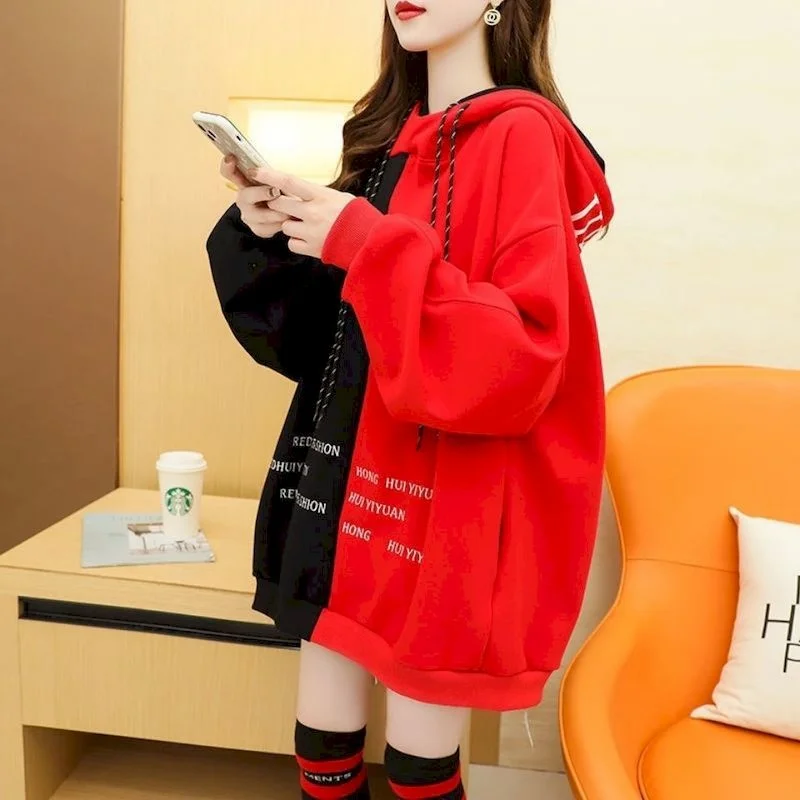 Hoodies Women Plus Velvet Thick Winter Hooded Jacket Loose Oversized Medium-length Hoodie Color Matching Coat Womens Top
Hoodies Women Plus Velvet Thick Winter Hooded Jacket Loose Oversized Medium-length Hoodie Color Matching Coat Womens Top