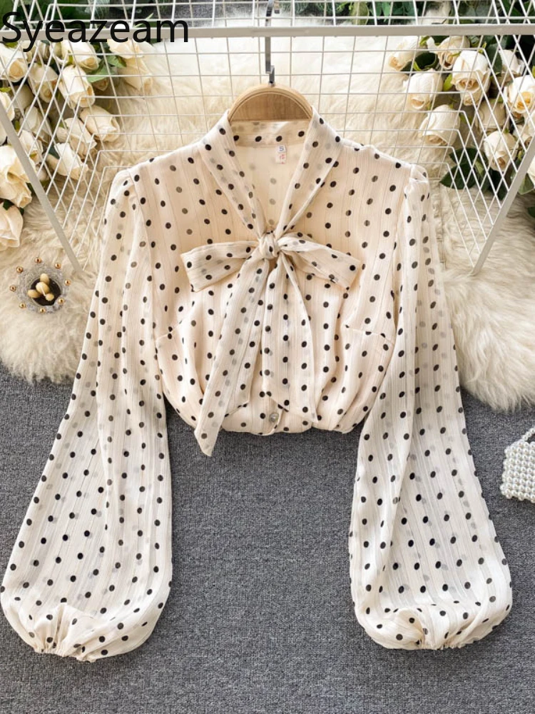 Женская шифоновая блузка в горошек, с V-образным вырезом и рукавами-фонариками
Женская шифоновая блузка в горошек, с V-образным вырезом и рукавами-фонариками