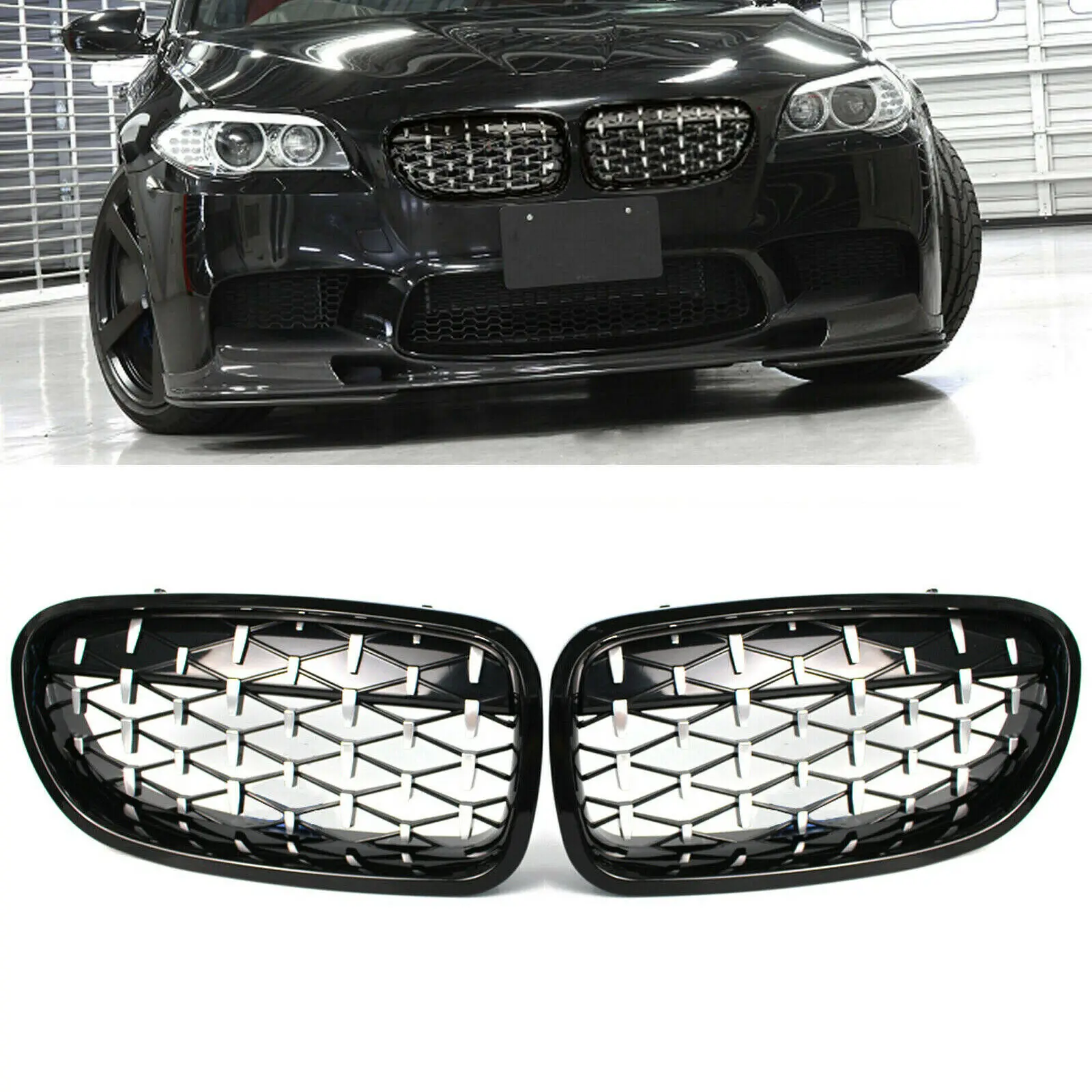 Gloss Black Chrome Front Kidney Grille Grill For BMW F10 528i 535i 4D M5 2011-2016
Gloss Black Chrome Front Kidney Grille Grill For BMW F10 528i 535i 4D M5 2011-2016