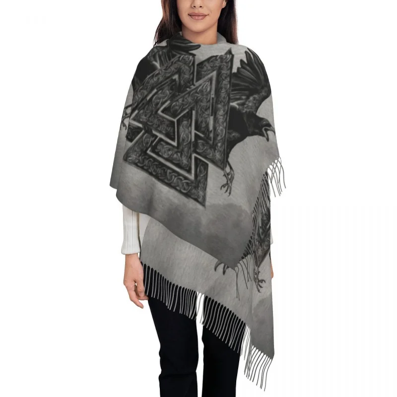 Lady Large Valknut Symbol And Ravens Scarves Women Winter Fall Soft Warm Tassel Shawl Wraps Norse Viking Odin Scarf
Lady Large Valknut Symbol And Ravens Scarves Women Winter Fall Soft Warm Tassel Shawl Wraps Norse Viking Odin Scarf