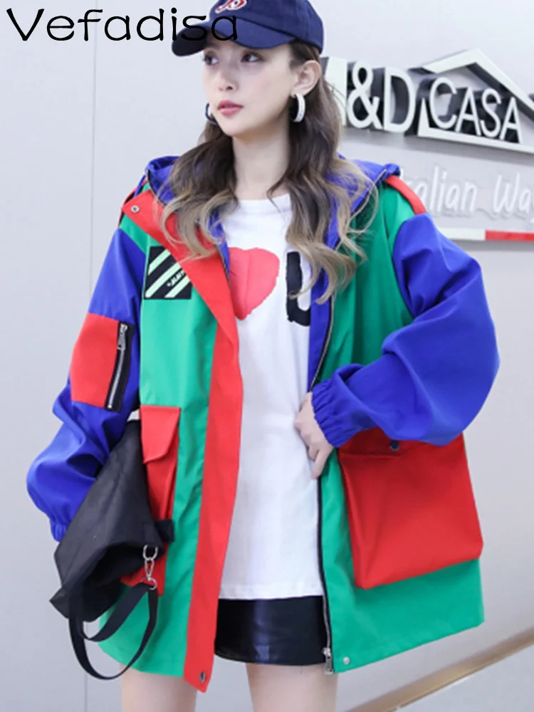Vefadisa 2023 Autumn Women Stylish Color Contrast Oversize Loose Women Causal Hooded Jacket Multi Pocket Patchwork Coat LWL285
Vefadisa 2023 Autumn Women Stylish Color Contrast Oversize Loose Women Causal Hooded Jacket Multi Pocket Patchwork Coat LWL285