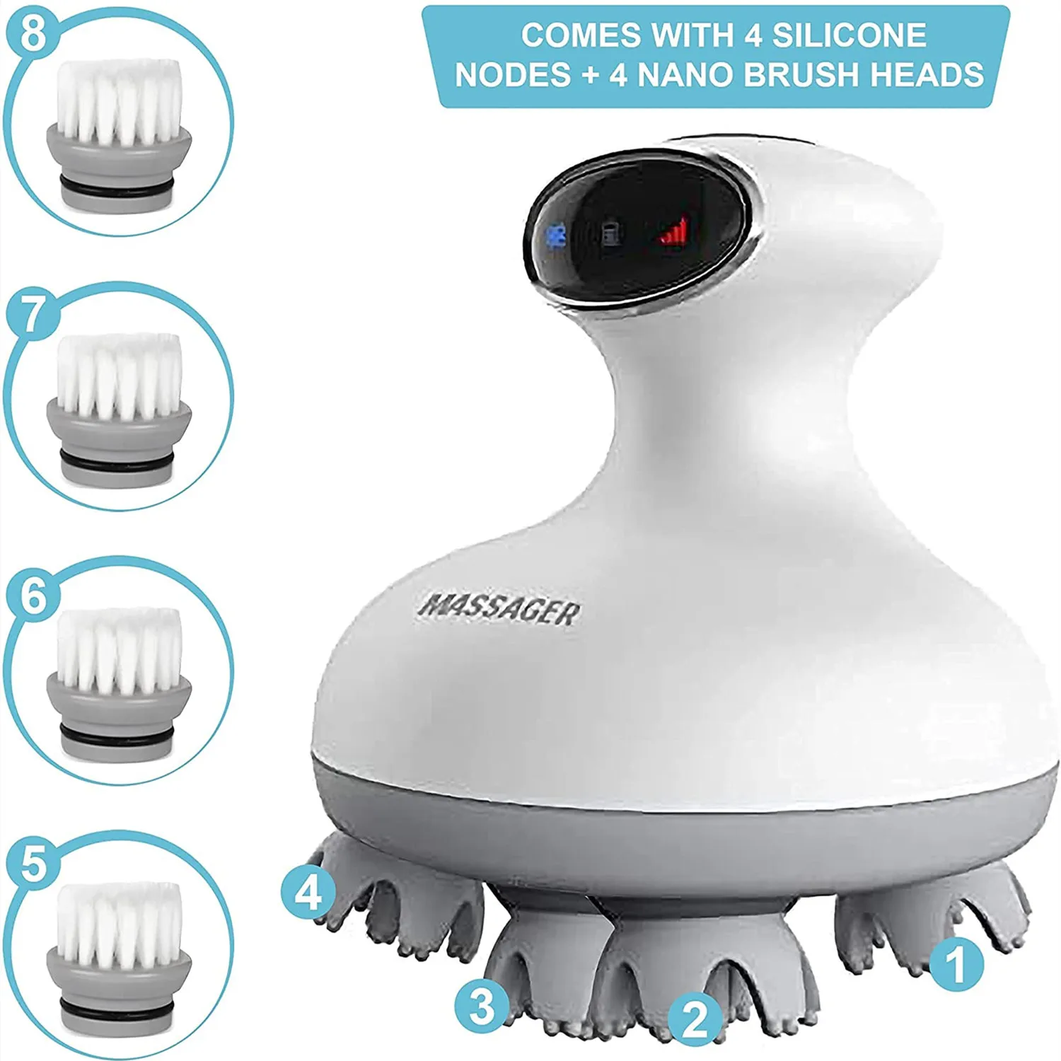 Scalp Head Massager with 4 Removable Brushes Hair Scalp Head Scratcher with 3D Kneading Massage Deep Head Neck Full Body Relaxer
Scalp Head Massager with 4 Removable Brushes Hair Scalp Head Scratcher with 3D Kneading Massage Deep Head Neck Full Body Relaxer