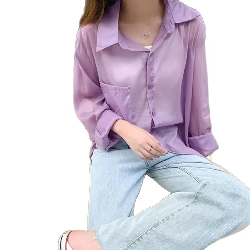 Sunscreen shirt women's summer new chiffon long sleeve loose ice silk cardigan women P3 784
Sunscreen shirt women's summer new chiffon long sleeve loose ice silk cardigan women P3 784