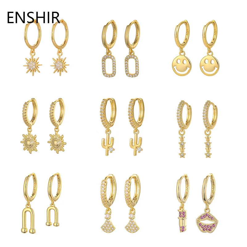 ENSHIR Fashion Zircon Star Pendant Gold Plated Hoop Earrings For Women Man Hip Hop Dangle Earrings Wedding Jewelry Gift
ENSHIR Fashion Zircon Star Pendant Gold Plated Hoop Earrings For Women Man Hip Hop Dangle Earrings Wedding Jewelry Gift