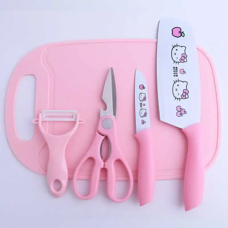 Hello Kitty Kawaii Kitchen Set Stainless Steel 7-Piece Knife Set Fruit Knife Peeler Kitchen Knife Cutting Board Combination
Hello Kitty Kawaii Kitchen Set Stainless Steel 7-Piece Knife Set Fruit Knife Peeler Kitchen Knife Cutting Board Combination
