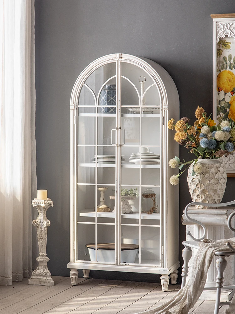 European retro solid wood wine cabinet display cabinet locker multi-layer arched glass door bookcase home living room against th
European retro solid wood wine cabinet display cabinet locker multi-layer arched glass door bookcase home living room against th