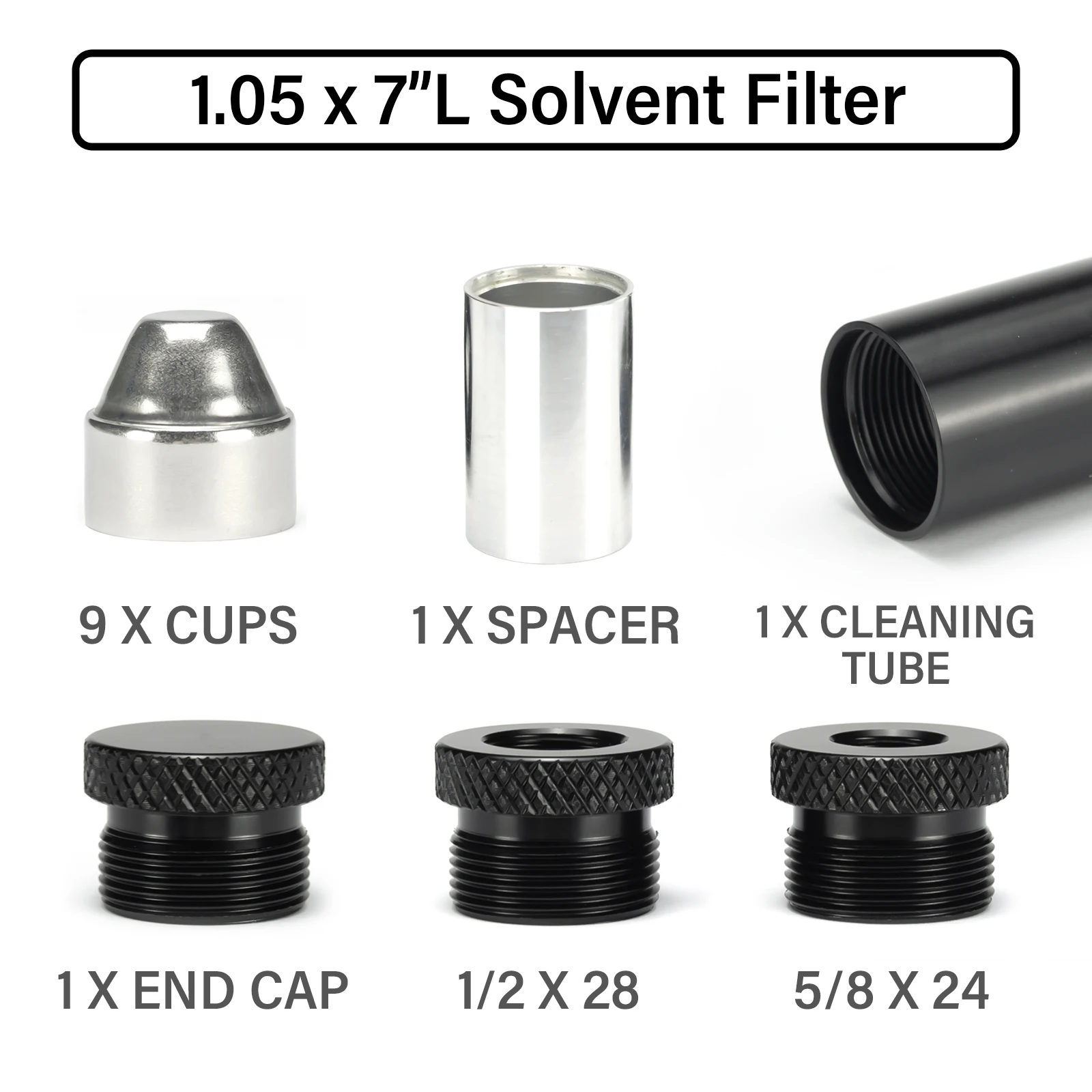 1.05"OD 7"L 7075 Aluminum Solvent Cleaning Tube Filter 9pcs Stainless Steel Baffle Cone Cups 1/2x28+5/8x24 Caps Airsoft AR15 .22
1.05"OD 7"L 7075 Aluminum Solvent Cleaning Tube Filter 9pcs Stainless Steel Baffle Cone Cups 1/2x28+5/8x24 Caps Airsoft AR15 .22