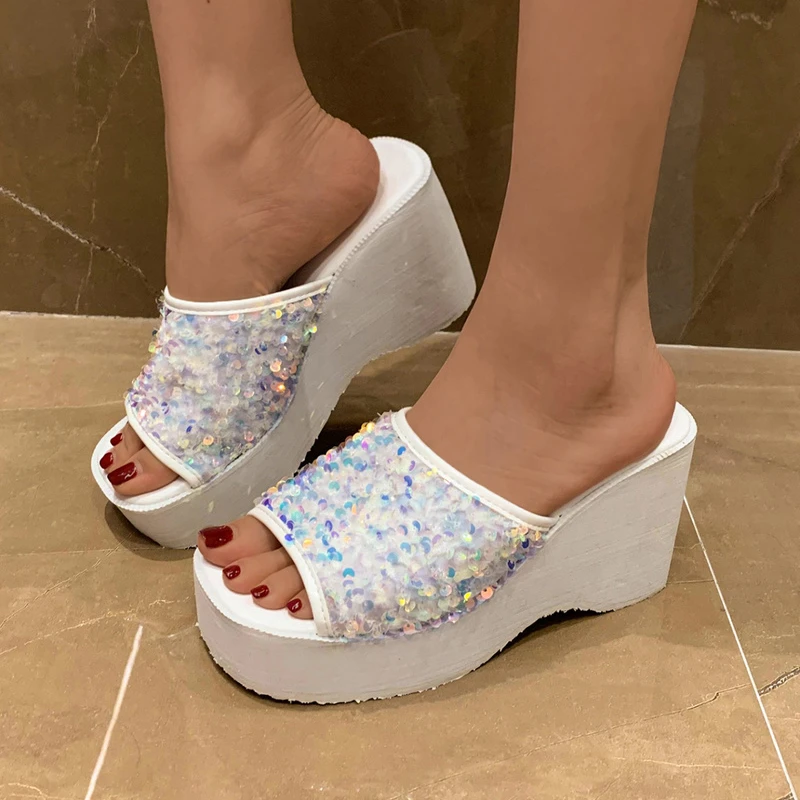 Wedge Heel Super High Heel Bright Color Sexy Slippers Women's Thick-soled Women's Shoes Outdoor Trend Beach Slippers Women
Wedge Heel Super High Heel Bright Color Sexy Slippers Women's Thick-soled Women's Shoes Outdoor Trend Beach Slippers Women