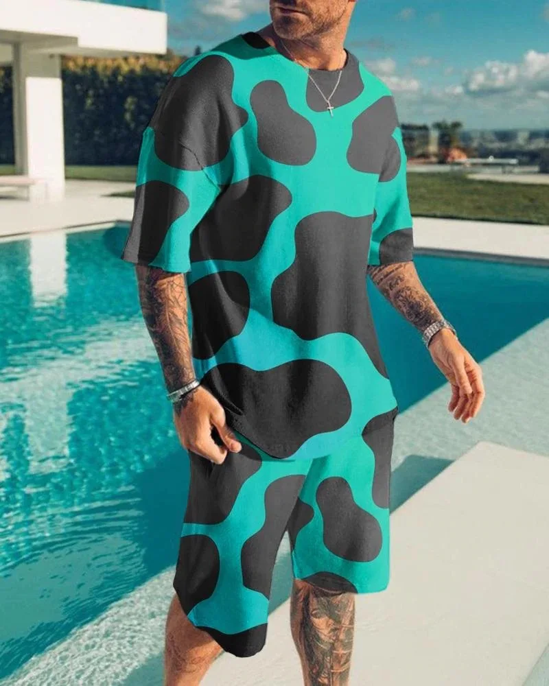 New Summer Fashion Men's 2 Piece Set Tracksuits Casual Short Sleeves Print T-shirt+shorts Pants Suits Camisetas Ropa Hombre
New Summer Fashion Men's 2 Piece Set Tracksuits Casual Short Sleeves Print T-shirt+shorts Pants Suits Camisetas Ropa Hombre