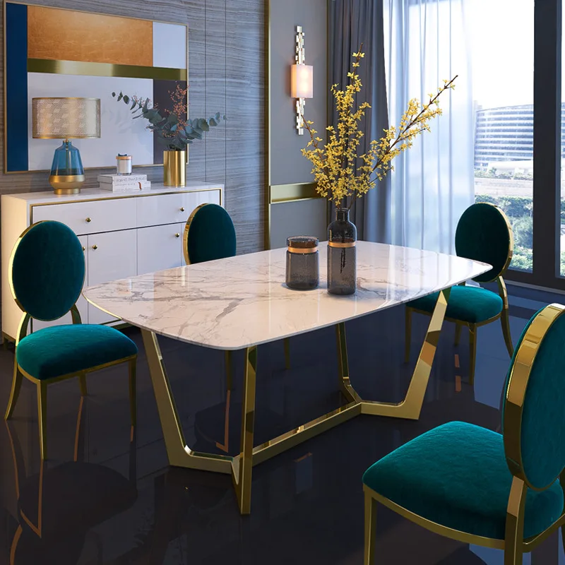 Italian stainless steel wedding dinning tables sets luxury dining chairs modern marble dining table set
Italian stainless steel wedding dinning tables sets luxury dining chairs modern marble dining table set