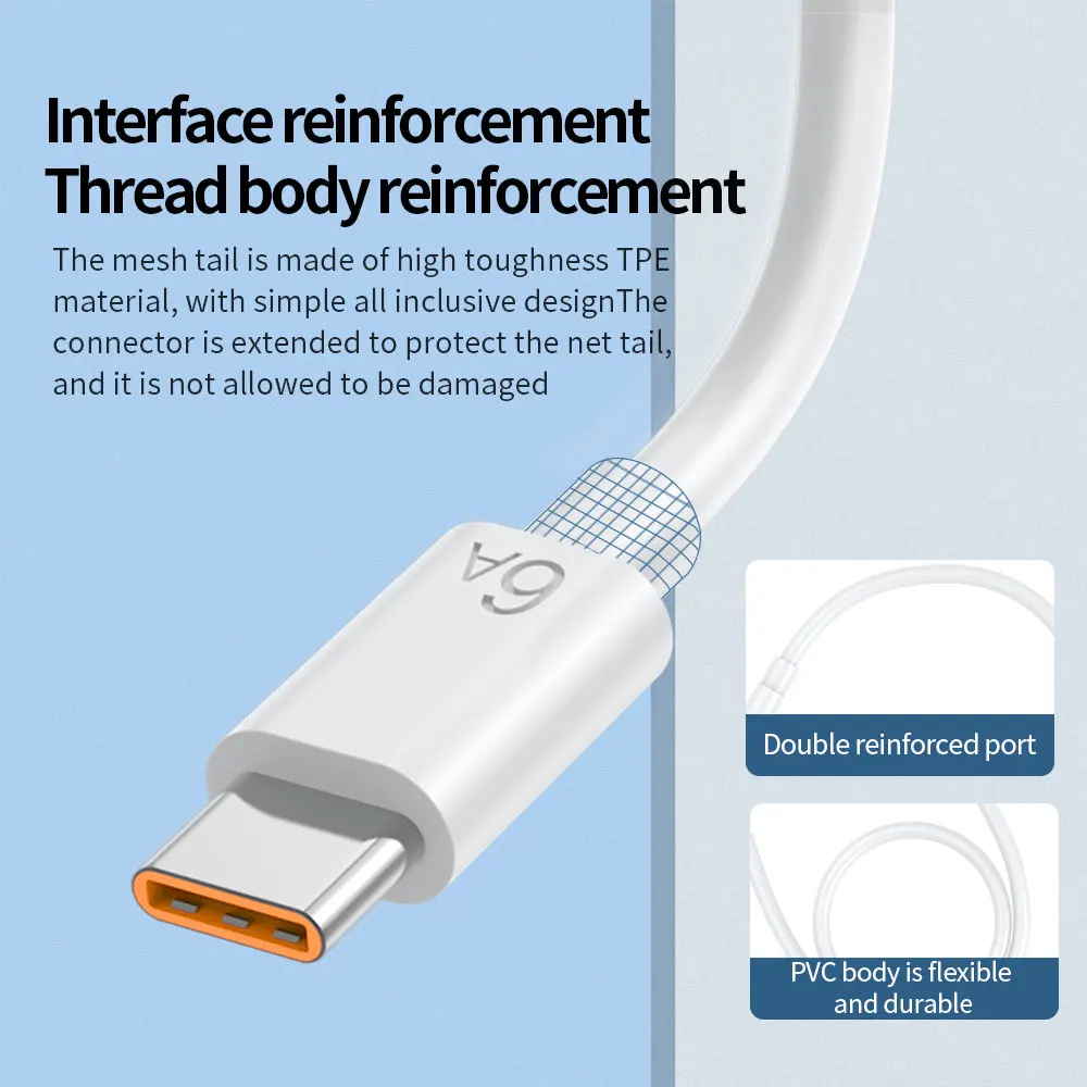 Кабель USB Type-C 6A 66 Вт SCP 3 м 2 1 0 25 для Huawei Mate 40 Pro 5A провод быстрой зарядки зарядный
