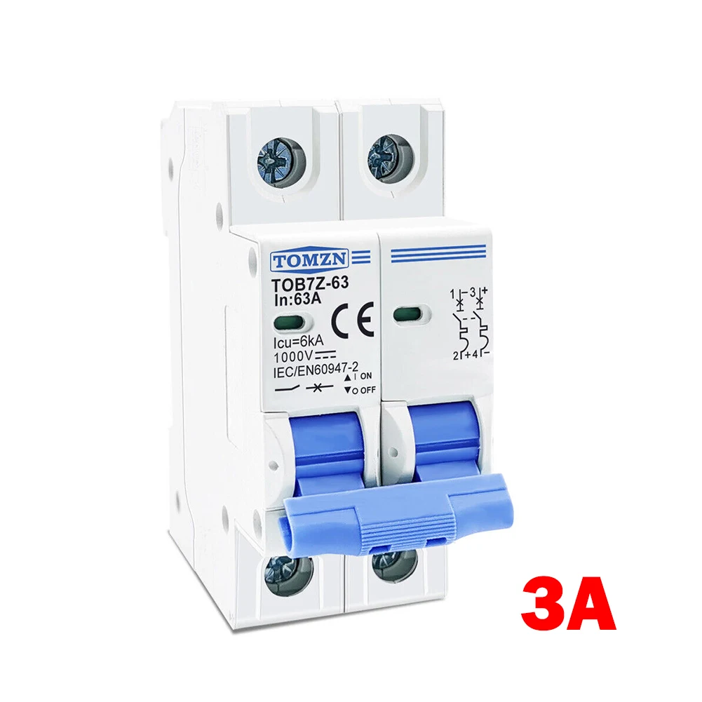 

MCB Solar Circuitbreaker 20A 25A 2P DC 1000V 32A 3A 40A 50A 63A 6A For Photovoltaic Systems IP20 Mini -5℃ ~ +40℃