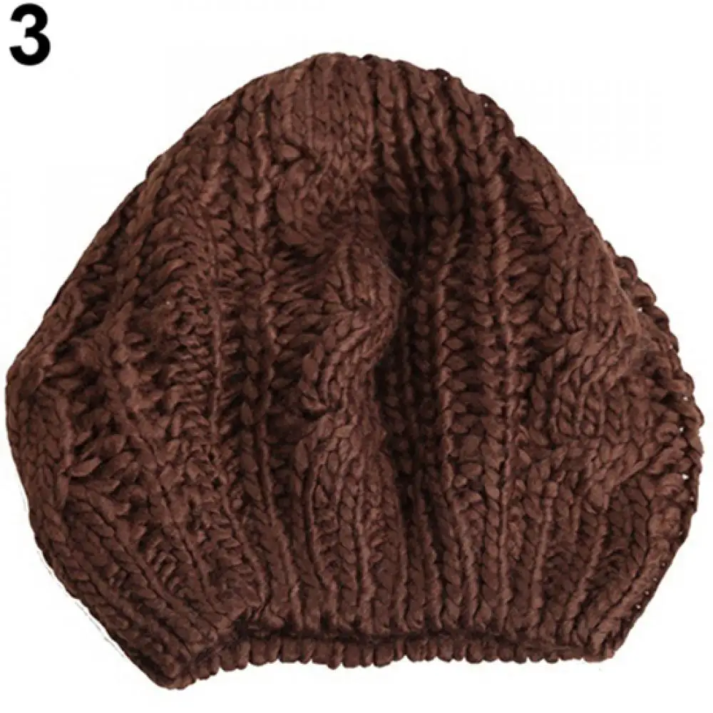 

Women's Fashion Beret Braided Baggy Wool Knitted Warm Winter Beanie Hat Ski Cap Braided Crochet Wool Knitted Hat шапка женская