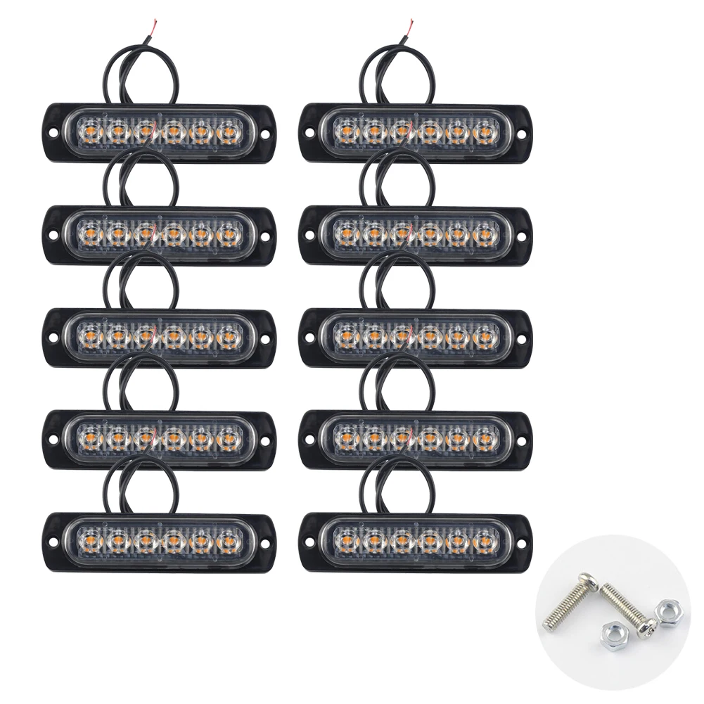 10pcs Amber Strobe Lights 18 Flashing Waterproof Universal 6 LED Side Markers For Trucks SUVs Headlight Tail Light Fog Lamp
10pcs Amber Strobe Lights 18 Flashing Waterproof Universal 6 LED Side Markers For Trucks SUVs Headlight Tail Light Fog Lamp