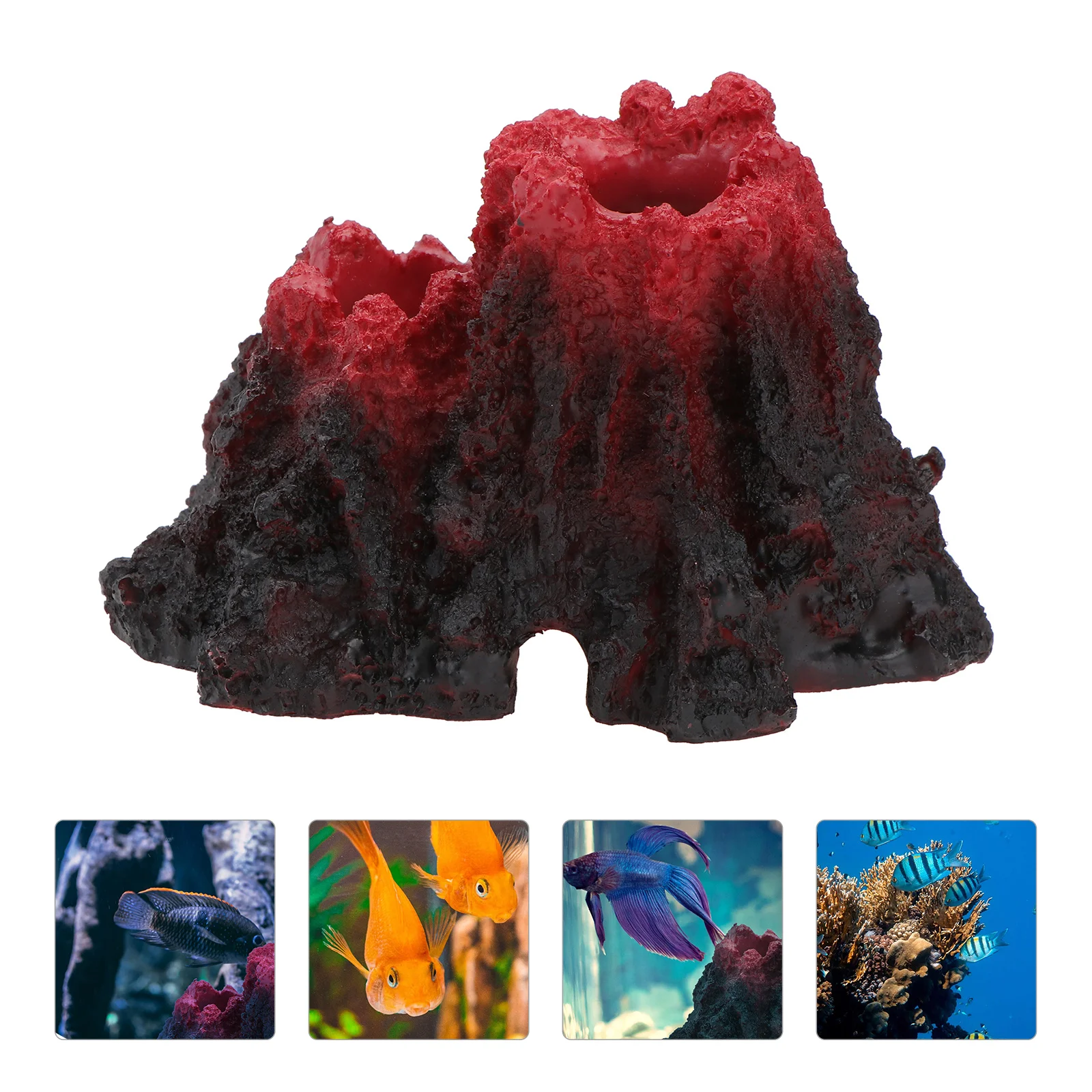 

Aquarium Tank Volcano Volcanic Stone Ornament Rockery Artificial Resin Air Landscape Decor Bubbling Cave Coral Decoration Fake