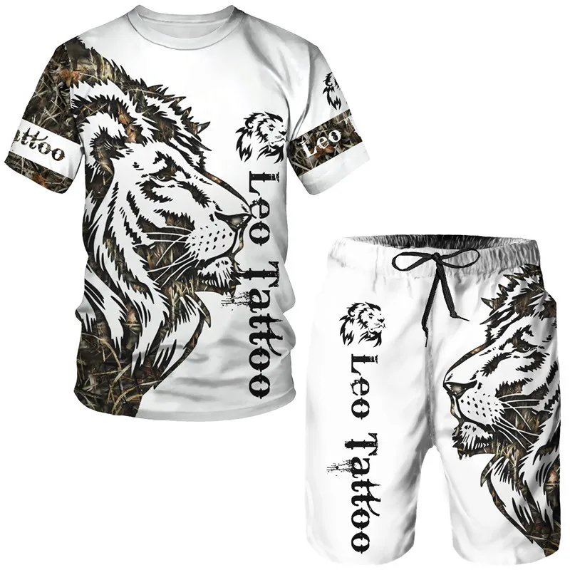 Summer Men's Animal Tattoo White Short Sleeve T-Shirt The Lion 3D Printed O-Neck Tees&Shorts Suit Casual Sportwear Tracksuit Set
Summer Men's Animal Tattoo White Short Sleeve T-Shirt The Lion 3D Printed O-Neck Tees&Shorts Suit Casual Sportwear Tracksuit Set