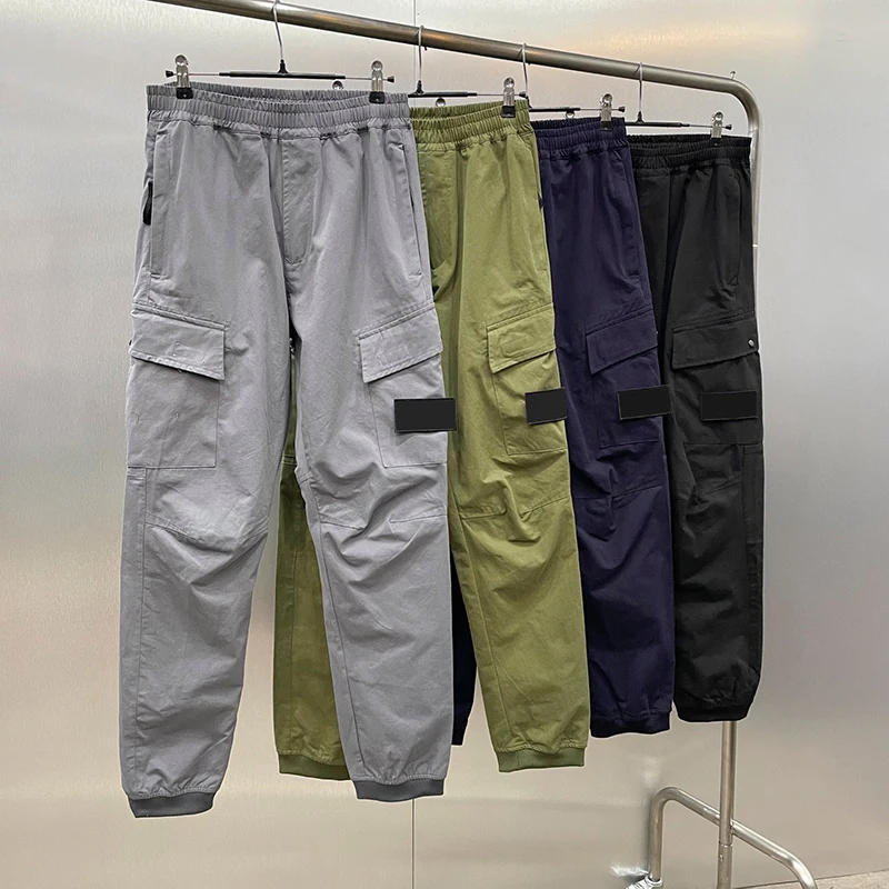 Брюки-карго мужские с множеством карманов, уличная одежда с эластичным поясом, хлопковые брюки, MA835, весна-лето