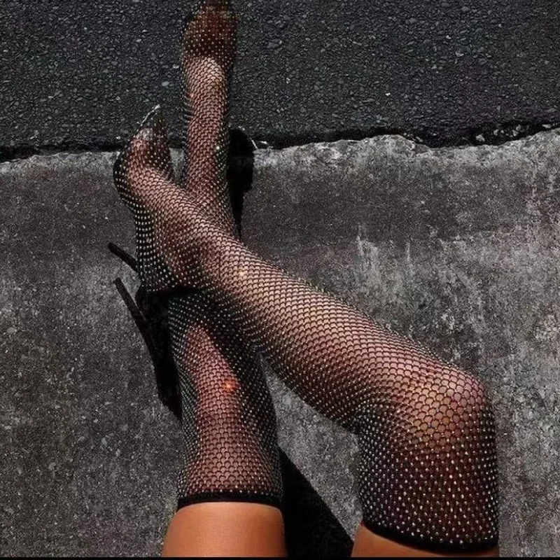 2022 Design Crystal Rhinestone Mesh Stretch Fabric Sexy High Heels Sock Over-the-Knee Boots PVC Transparent Pointed Toe Shoes
2022 Design Crystal Rhinestone Mesh Stretch Fabric Sexy High Heels Sock Over-the-Knee Boots PVC Transparent Pointed Toe Shoes