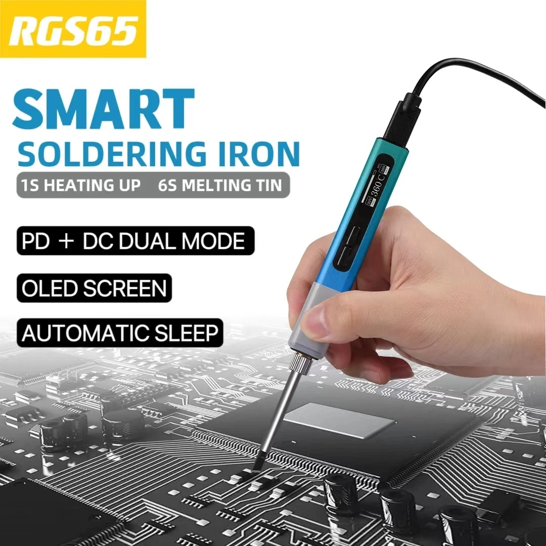 New RGS65 Smart Electric Soldering Iron 65W 80-420℃ Temperature Adjustable Aluminium OLED Display PD2.0 QC3.0 Type-C Solder
New RGS65 Smart Electric Soldering Iron 65W 80-420℃ Temperature Adjustable Aluminium OLED Display PD2.0 QC3.0 Type-C Solder
