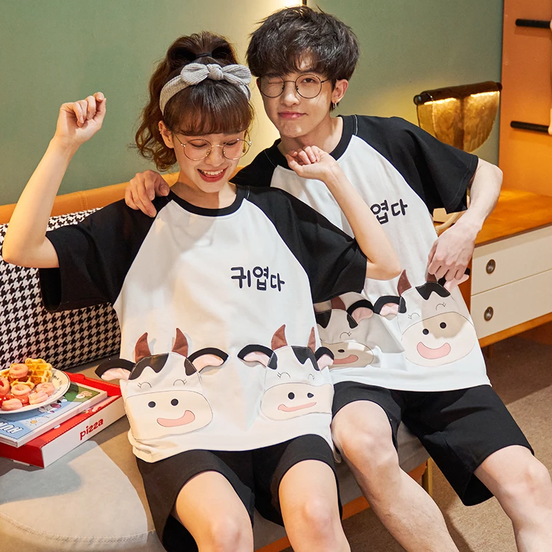 2PCS Couple Pajamas Set Women Cartoon Cow Summer Cotton Sleepwear Men Pyjama Korean Loose Casual Pyjama Pour Lovers Homewear
2PCS Couple Pajamas Set Women Cartoon Cow Summer Cotton Sleepwear Men Pyjama Korean Loose Casual Pyjama Pour Lovers Homewear