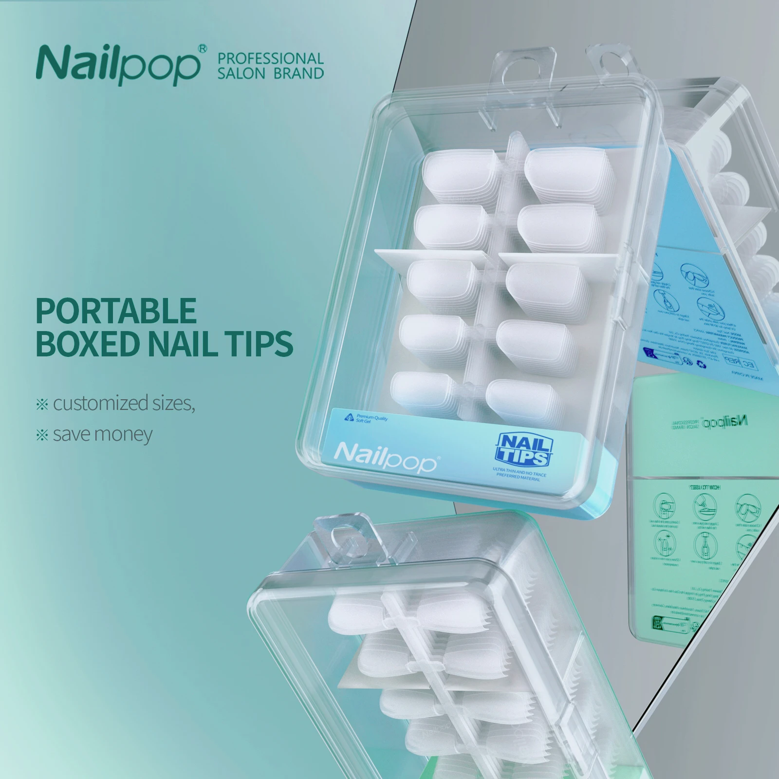 Nailpop Portable Fake Nails Capsule S/M/L Available in S/M/L Sizes for Press on Nails Extension Full Cover Nail Tips 100pcs/box 
Nailpop Portable Fake Nails Capsule S/M/L Available in S/M/L Sizes for Press on Nails Extension Full Cover Nail Tips 100pcs/box