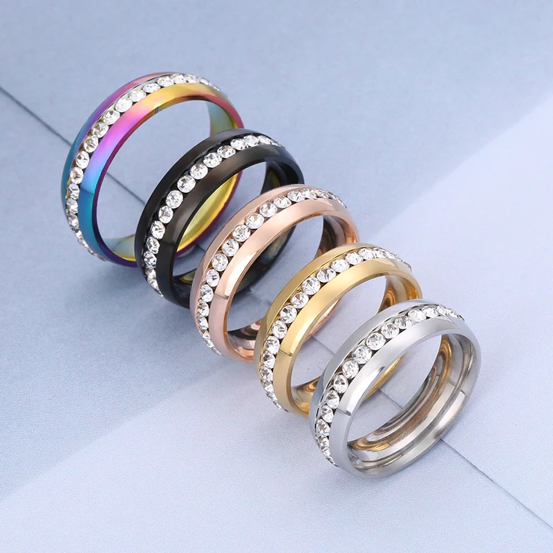 Titanium Steel Jewelry Simple Multicolor A Whole Circle Of Glue Drill Men's And Women's Stainless Steel Rings
Titanium Steel Jewelry Simple Multicolor A Whole Circle Of Glue Drill Men's And Women's Stainless Steel Rings