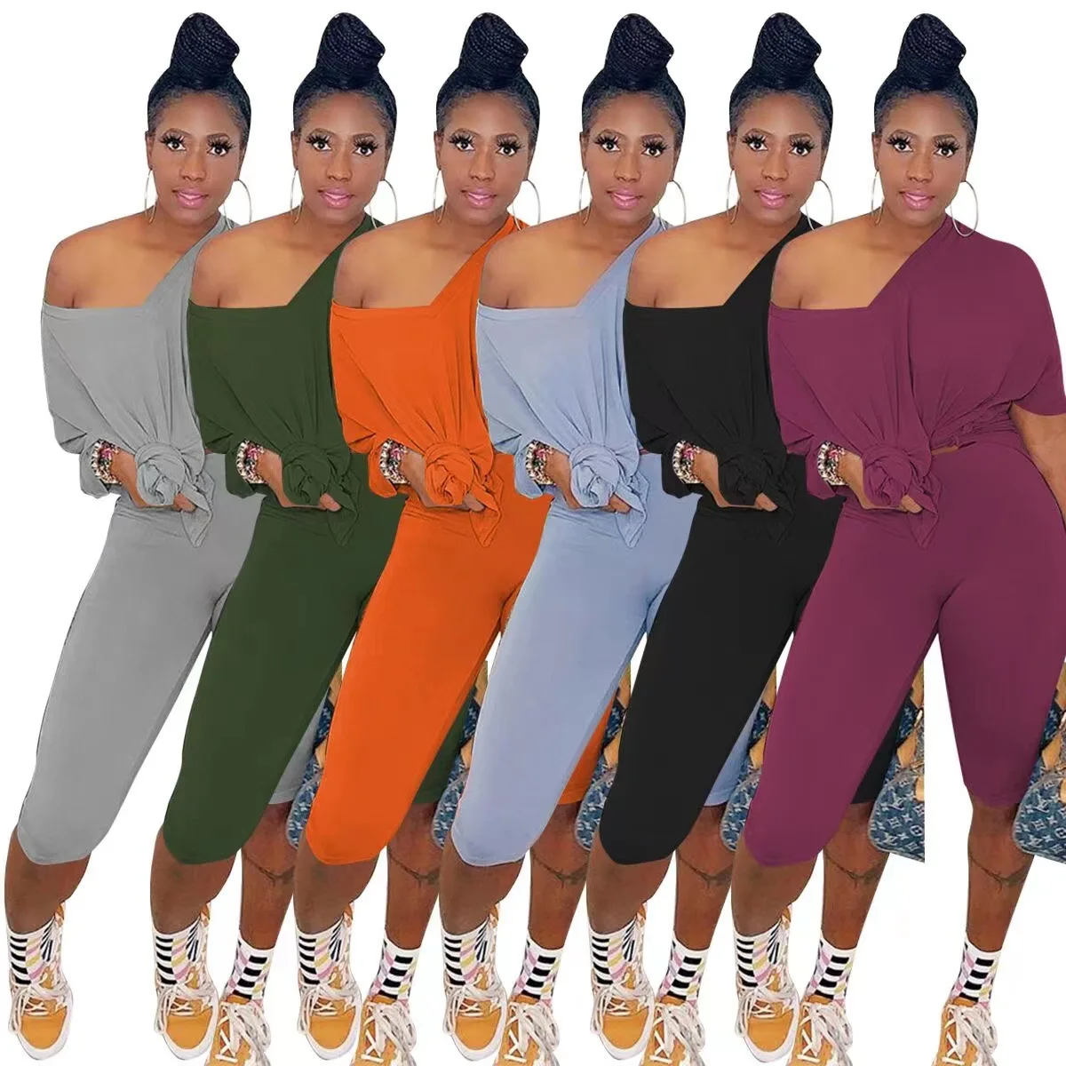 Loose Two-Piece Set Women Fashion Shorts Set Sexy Off Shoulder Split Long T Shirt 2022 Summer Party Club Outfits Wholesale
Loose Two-Piece Set Women Fashion Shorts Set Sexy Off Shoulder Split Long T Shirt 2022 Summer Party Club Outfits Wholesale