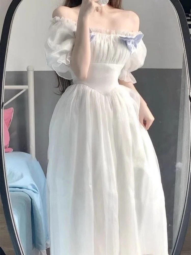France Fairy Sweet Dress Women Vintage Evening Party Midi Dresses Casual Designer Chic Princess Retro White Dress
France Fairy Sweet Dress Women Vintage Evening Party Midi Dresses Casual Designer Chic Princess Retro White Dress