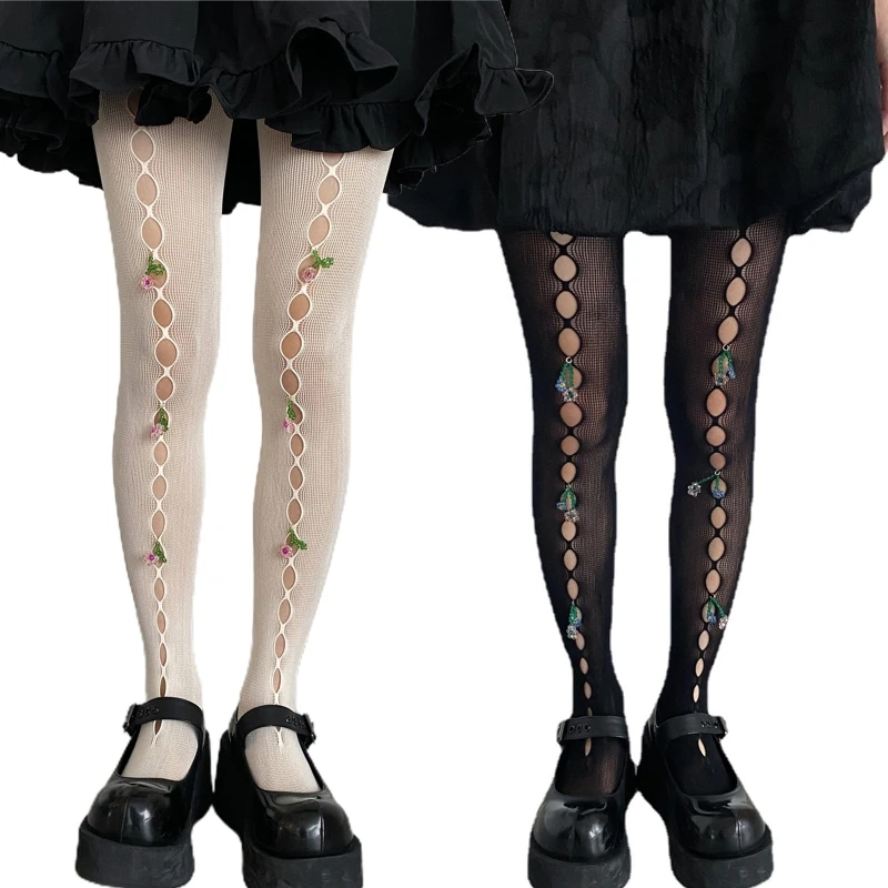 Women Lolita Fishnet Pantyhose Harajuku Japanese Style Hollow Out Sheer Tights Crystal Cherry Pendant Mesh Stockings
Women Lolita Fishnet Pantyhose Harajuku Japanese Style Hollow Out Sheer Tights Crystal Cherry Pendant Mesh Stockings
