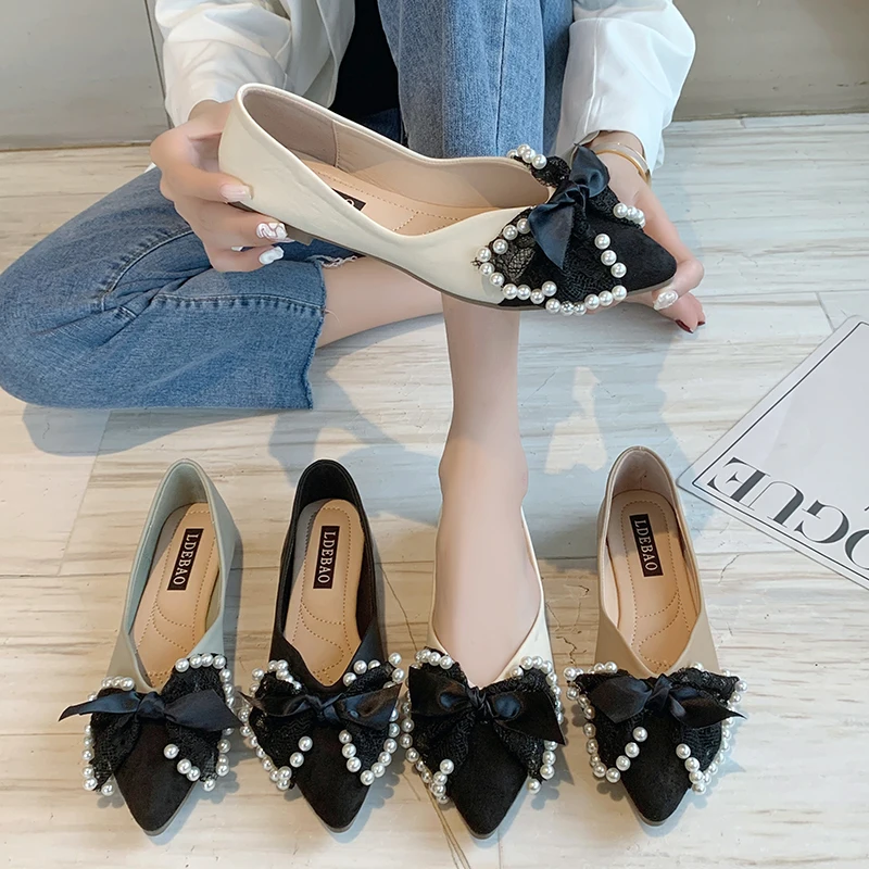 Boat Shoe Soft Women's Moccasins Pearl Decorateion Shallow Mouth Elegant All-Match Bow-Knot Pointed Toe Casual Female Sneakers F
Boat Shoe Soft Women's Moccasins Pearl Decorateion Shallow Mouth Elegant All-Match Bow-Knot Pointed Toe Casual Female Sneakers F