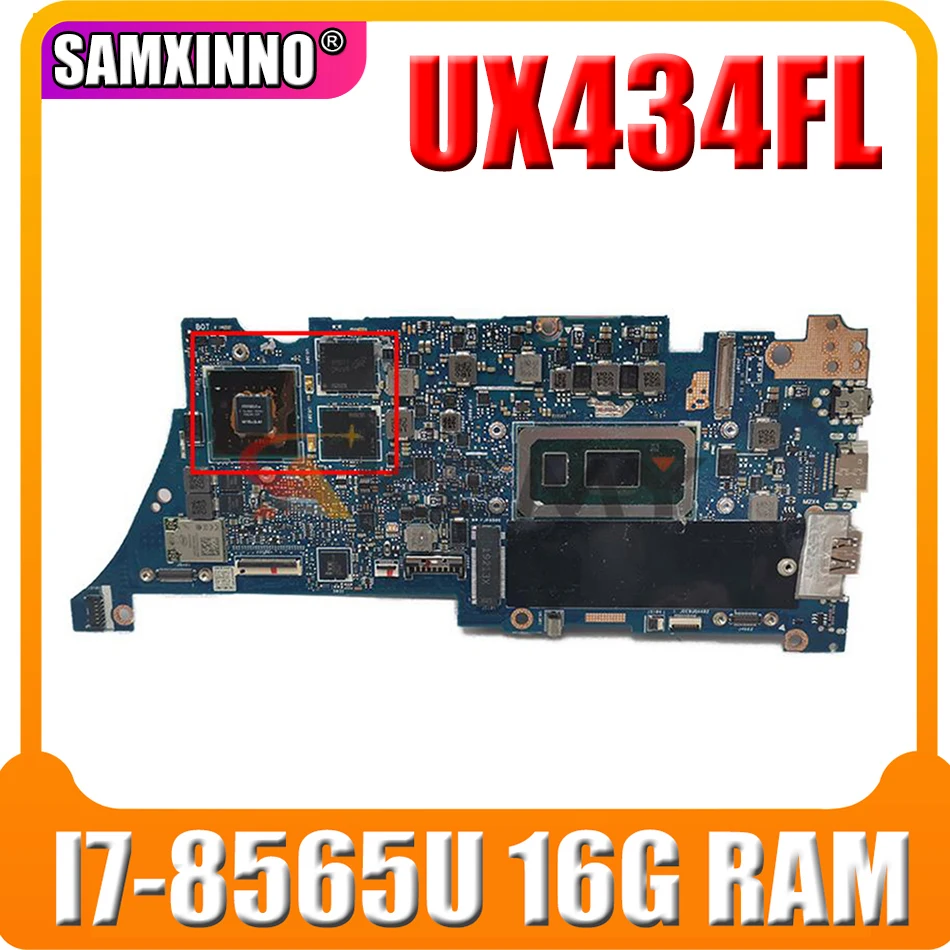 

EX UX434FL Laptop Motherboard For Asus UX434FL UX434F Mainboard New MB W/ 16G/I7-8565U MX250-V2G for SERKAN KULAKSIZ