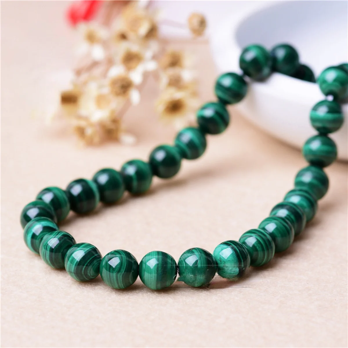 

6 8 10 12 14mm Green Round Malachite Stone Semi-finished Loose Beads Diy Accessories Parts Women Girls Jewelry Making Design